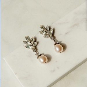 Bridal silver pearl drop earrings